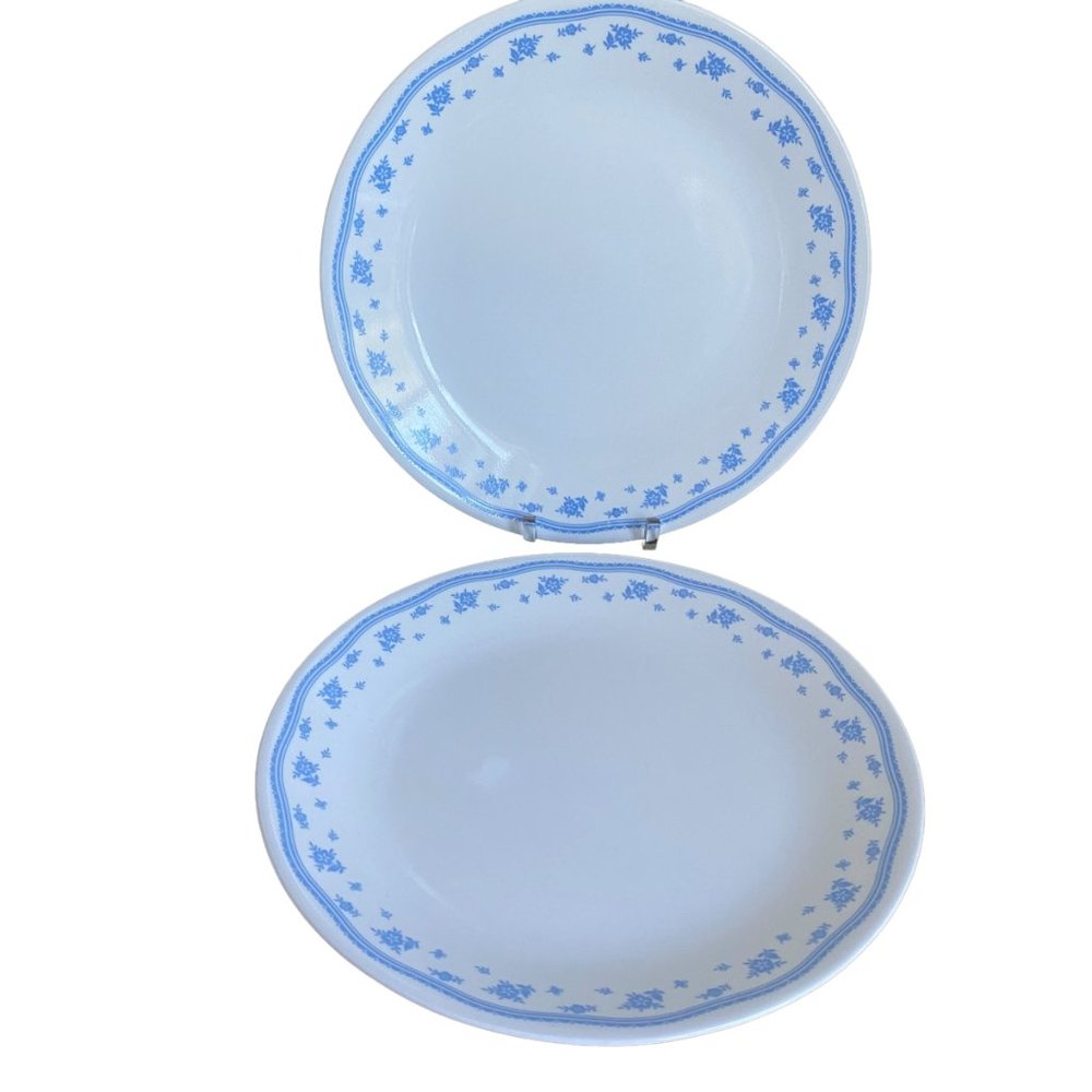 Discontinued Corelle By Corning Morning Blue 10 1/4 Inch Dinner Plates Set Of 2